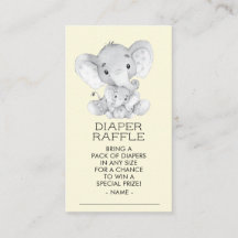 Elephant Neutral Baby shower Luier Raffle Ticket