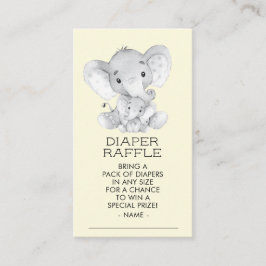 Elephant Neutral Baby shower Luier Raffle Ticket Informatiekaartje