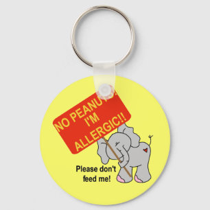 Elephant No Peanuts Ik ben allergisch Sleutelhanger