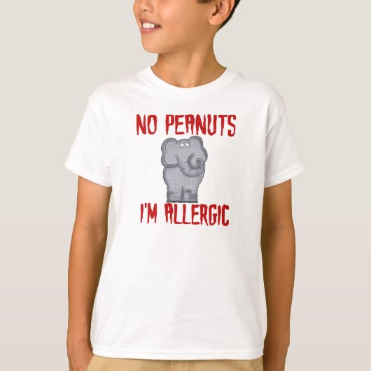 Elephant NO Peanuts Ik ben allergisch T-shirt (Voorkant)