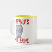 Elephant NO Peanuts Ik ben allergisch Tweekleurige Koffiemok (Voorkant links)