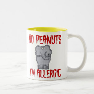 Elephant NO Peanuts Ik ben allergisch Tweekleurige Koffiemok