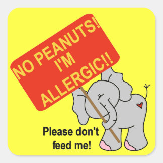 Elephant No Peanuts Ik ben allergisch Vierkante Sticker