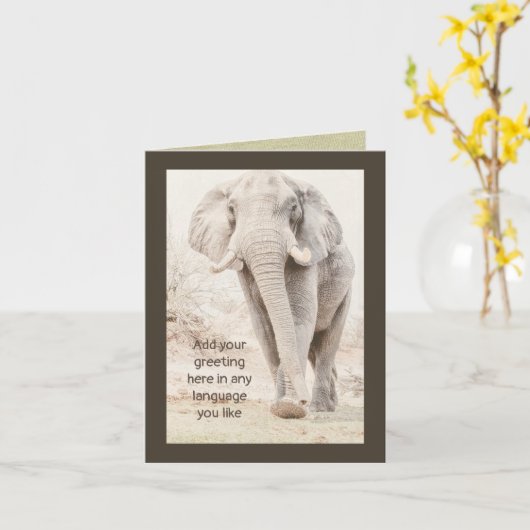 Elephant Note Card—Blank en  Kaart (Gele Bloem)