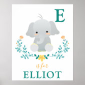 Elephant nursery art print | Naam Baby (Voorkant)