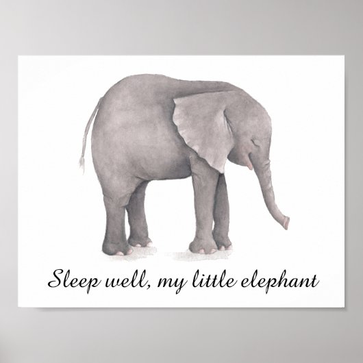Elephant Nursery Decor Baby's Room Wall Art Poster (Voorkant)