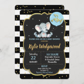 Elephant Oerwoud Animal Baby shower Invitation Boy Kaart (Voorkant / Achterkant)