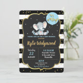 Elephant Oerwoud Animal Baby shower Invitation Boy Kaart (Staand voorkant)