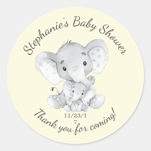Elephant Oerwoud Animals Baby shower Favor Sticker (Voorkant)