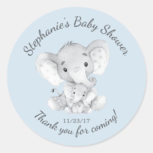 Elephant Oerwoud Animals Baby shower Favor Sticker (Voorkant)