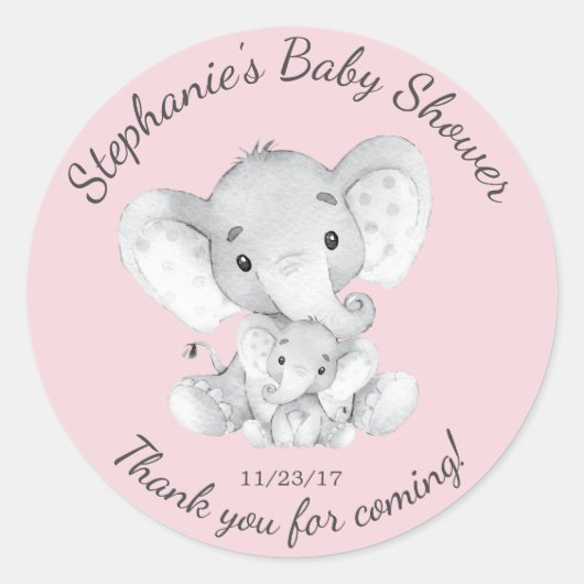 Elephant Oerwoud Animals Baby shower Favor Sticker (Voorkant)