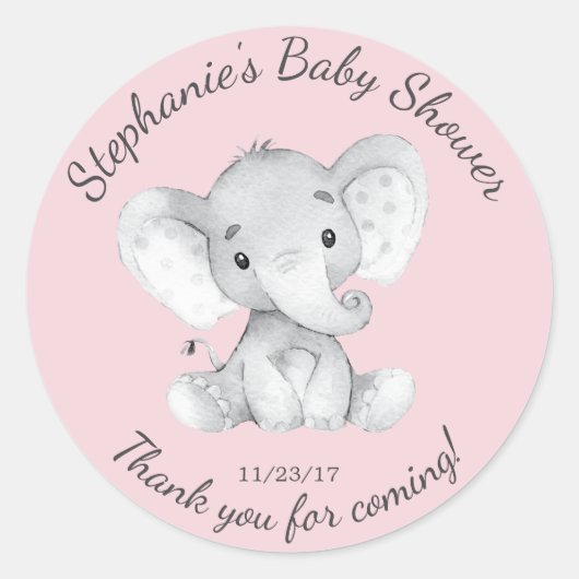 Elephant Oerwoud Animals Baby shower Favor Sticker (Voorkant)