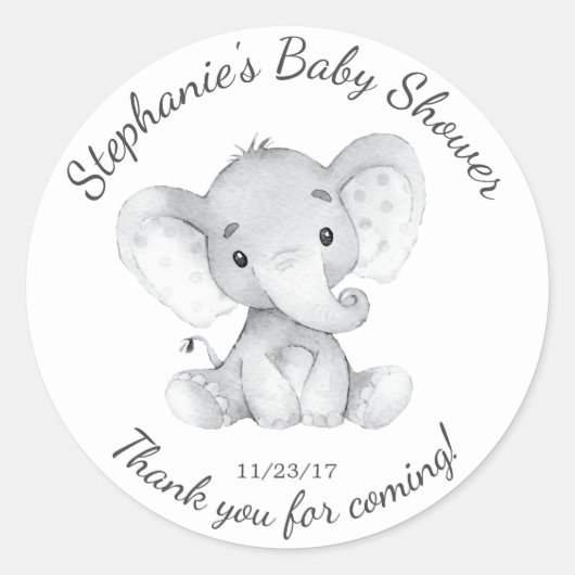 Elephant Oerwoud Animals Baby shower Favor Sticker (Voorkant)