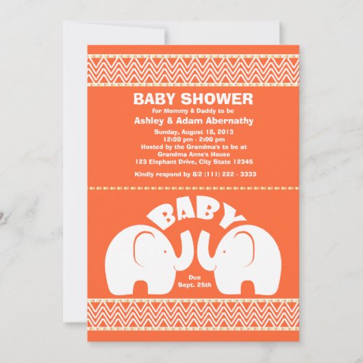 Elephant Oerwoud Baby shower Kaart (Voorkant)