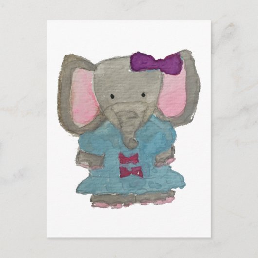 Elephant Oerwoud Friends Baby Animal Water Kleur Briefkaart (Voorkant)