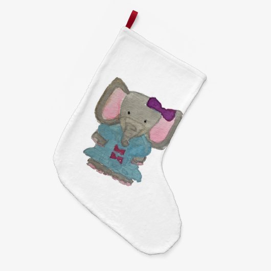 Elephant Oerwoud Friends Baby Animal Water Kleur Grote Kerstsok (Voorkant (Hangend))