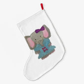 Elephant Oerwoud Friends Baby Animal Water Kleur Grote Kerstsok (Achterkant (Hangend))