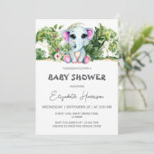 Elephant Oerwoud Girl Baby shower Kaart (Staand voorkant)