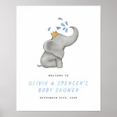 Elephant Oerwoud Greenery Baby shower Welkomstbord Poster (Voorkant)