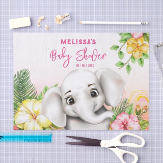 Elephant Oerwoud Safari Gepersonaliseerd Baby show Tissuepapier (Craft)