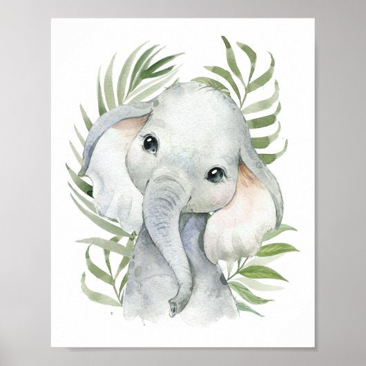 Elephant, Oerwouden, Safari Animals, Palm Poster (Voorkant)