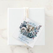 Elephant Oh Boy Blue Floral Baby shower Bedankjes Labels (In situ)