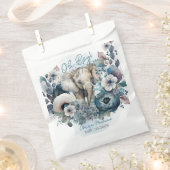 Elephant Oh Boy Blue Floral Baby shower Bedankzakje (Geknipt)