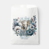 Elephant Oh Boy Blue Floral Baby shower Bedankzakje (Voorkant)