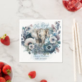 Elephant Oh Boy Blue Floral Baby shower Servet (Insitu)