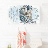 Elephant Oh Boy Blue Floral Baby shower Spandoek (Insitu)