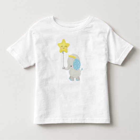 Elephant, olifant met ballon, kroon, ster kinder shirts (Voorkant)