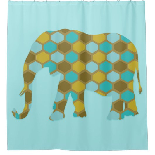 Elephant Olive Green Sky Blue Douchegordijn (Voorkant)
