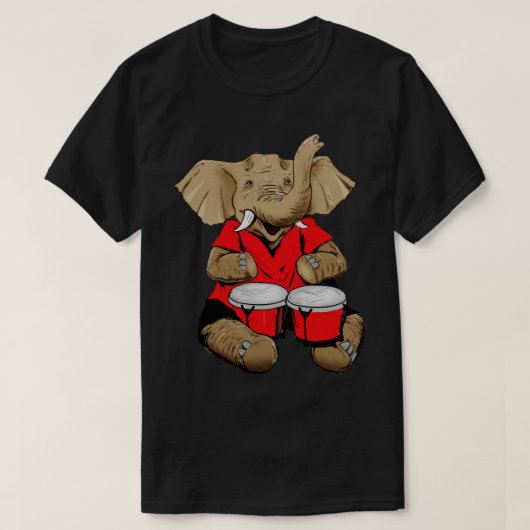 Elephant on bongos t-shirt (Design voorkant)