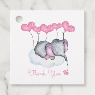 Elephant on Cloud Cute Girl Baby shower Bedankjes Labels