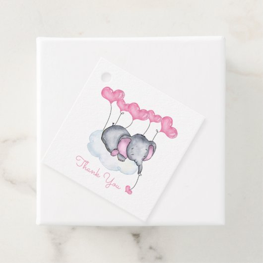 Elephant on Cloud Cute Girl Baby shower Bedankjes Labels (In situ)