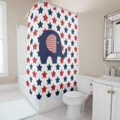 Elephant on Patriotic USA Stars Douchegordijn (In situ)