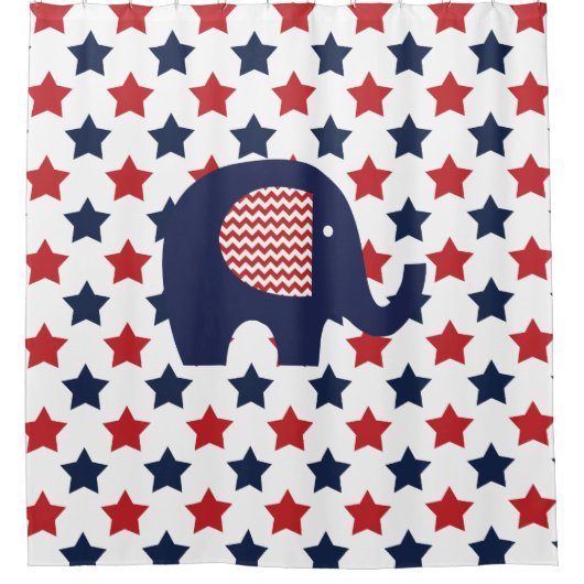 Elephant on Patriotic USA Stars Douchegordijn (Voorkant)