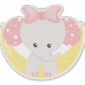 Elephant on the Moon, Cute Elephant, Crown, Stars Sticker (Voorkant)