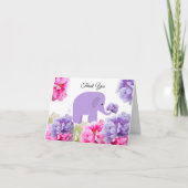 Elephant onder de Peony Flowers Hartelijk dank Bedankkaart (Voorkant)