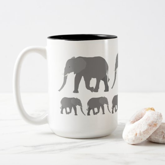 Elephant-ontwerp Tweekleurige Koffiemok (Met donut)