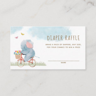 Elephant op de fiets Diaper Raffle Enclosure Card Informatiekaartje