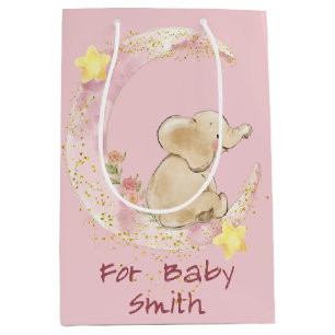 Elephant op een Crescent Moon Medium Cadeauzakje