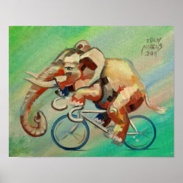 Elephant op een fiets II Poster