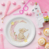 Elephant op een maan met Glitter Papieren Bordje (Feest)