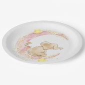 Elephant op een maan met Glitter Papieren Bordje (Gekanteld)