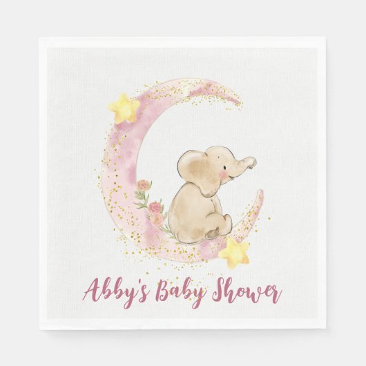 Elephant op een maan met Glitter Servet (Voorkant)