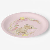 Elephant op een maan op roze papieren bordje (Gekanteld)