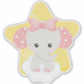 Elephant op een wolk, luiend geluid, sterren, lint sticker (Voorkant)
