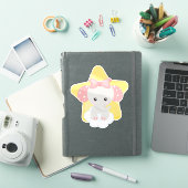 Elephant op een wolk, luiend geluid, sterren, lint sticker (iPad Cover)