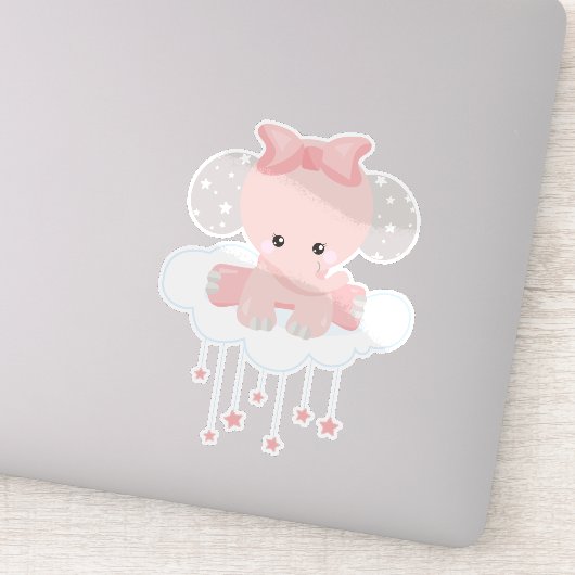 Elephant op een wolk, luiend middel, kroon, sterre sticker (Detail)